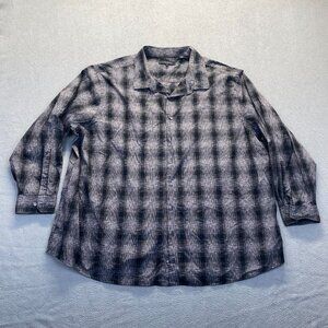 Men's Apparel SYNGRY Buttons, Men's Size 4XL. Black Plaid,100% Cotton